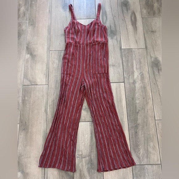 American Eagle Burnt Orange Wide Legged Cropped Sleeveless Jumpsuit W/Pocket M - Picture 2 of 11